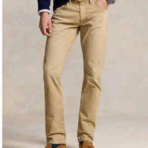 NWT Polo Ralph Lauren Men's Varick Slim Straight Jeans 33x32 Boating Khaki